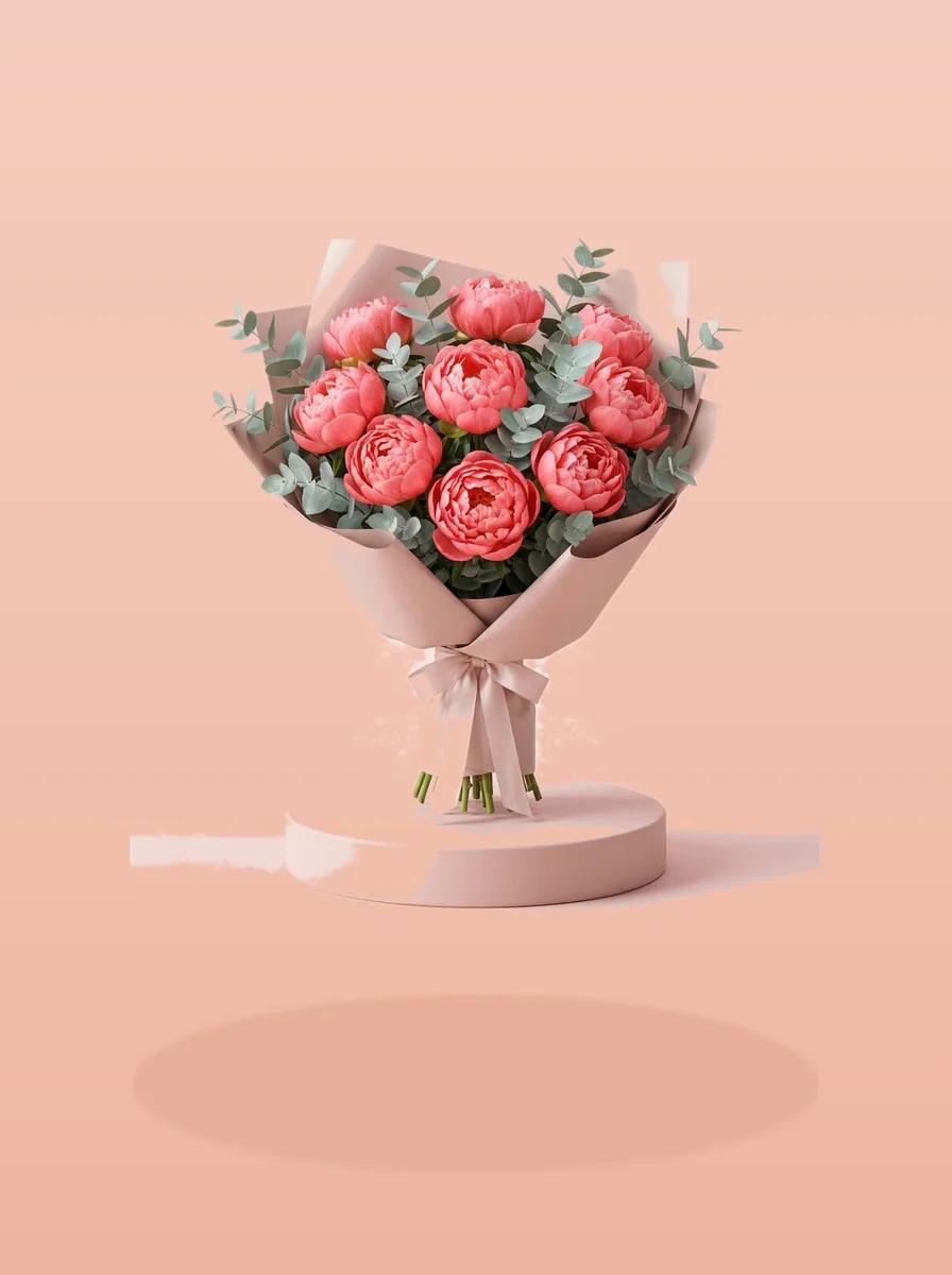 Монобукет из пионов Coral Charm, 11 шт